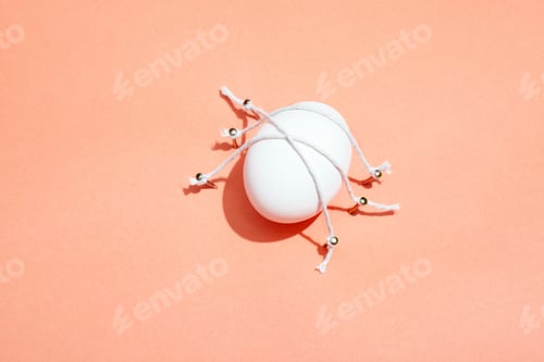 Preview: Egg tied to pink background with string