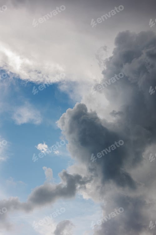 Preview: white storm clouds in sky background of nature. weather and climatic conditions, ecology