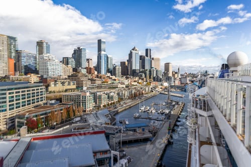 Preview: Seattle Seattle Waterfront Skyline with Ferris Wheel and Downtown Towers