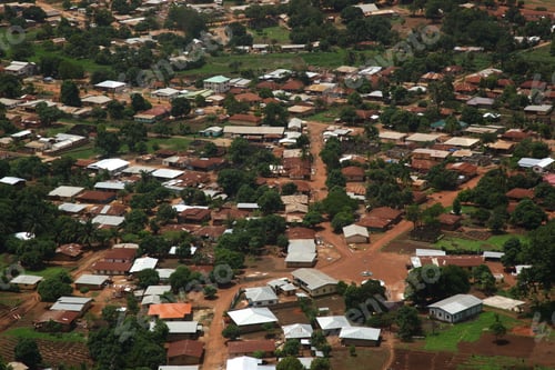 Preview: High angle shot of small houses in Kabala, Sierra Leone