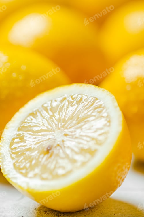 Preview: Fresh lemons. On light table.