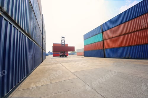 Preview: Container Cargo Port Ship Yard Storage Handling of Logistic Transportation Industry. Row of Stacking