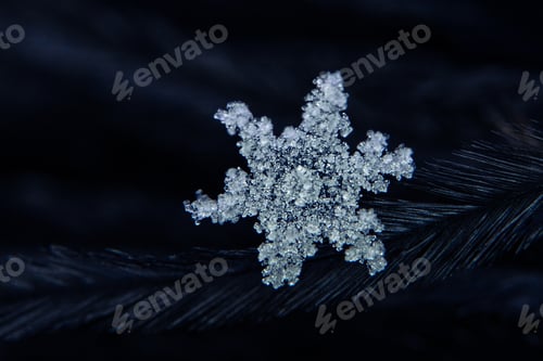 Preview: natural snowflakes on snow, photo real snowflakes. Winter snow background. Snowflake Closeup. Macro