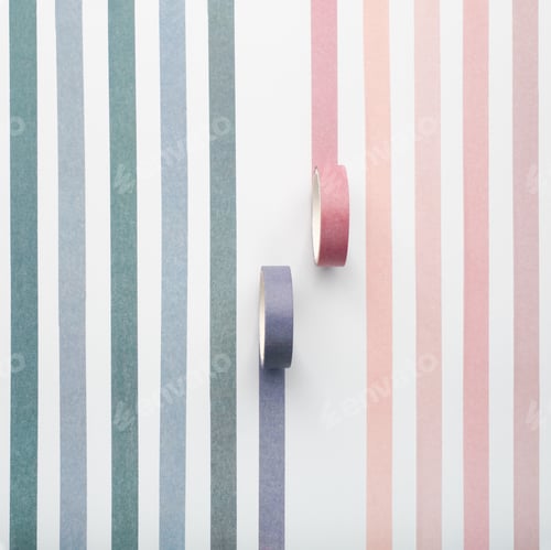 Preview: Two adhesive tape rolls and parallel strips on white background