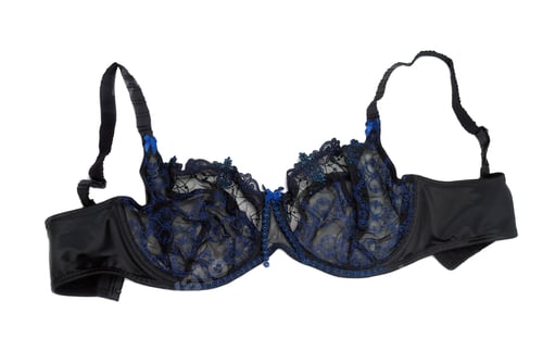 Preview: Elegant Black Bra with Royal Blue Lace Details