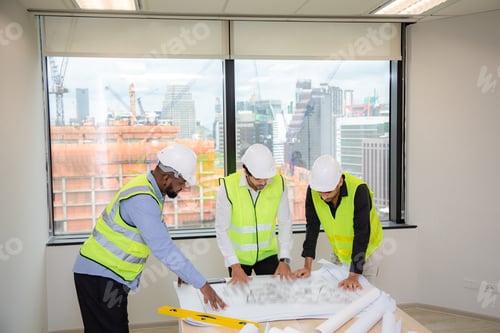 Preview: professional engineer construction foreman team discussion working in business industry architect