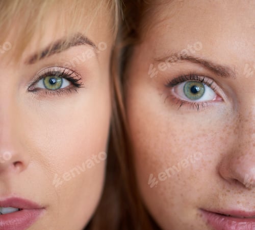 Preview: Close up of two different woman's face