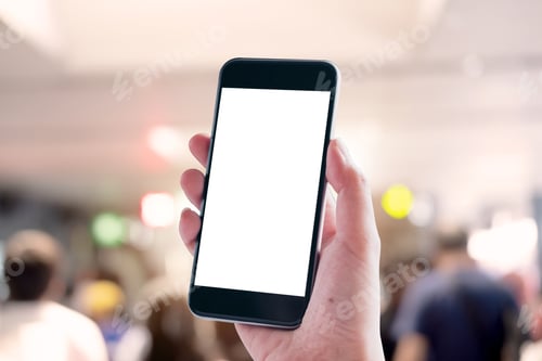 Preview: Close up Woman hand Using a Smart Phone with blank screen at maket.