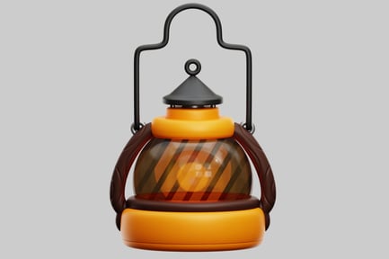 Preview: Lantern with a yellow base and a brown handle