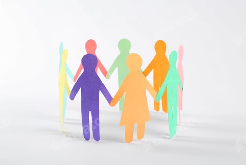 Preview: Paper human figures making circle on white background. Diversity and Inclusion concept