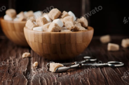 Preview: White and brown sugar on the vintage table