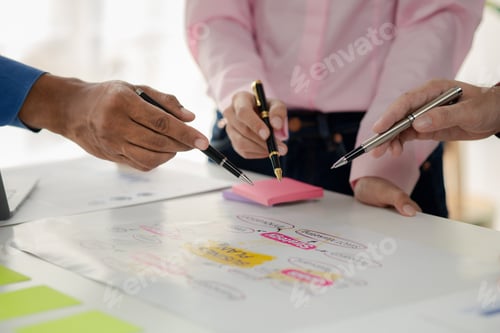 Preview: Company meeting room has businessmen and finance managers meeting together on business plan, they ar