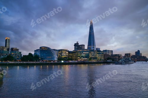 Preview: the view of london from a boat on the river thames