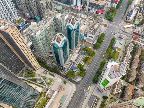 Preview: Shenzhen, China, 05 February 2022: Top view of shenzhen futian district