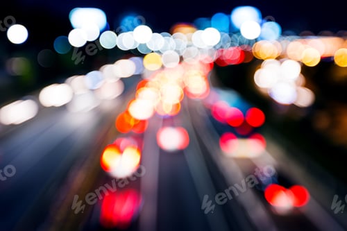 Preview: Blurred unfocused highway view at night