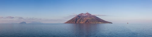 Preview: Stromboli Island with an Active Volcano in Tyrrhenian Sea. Italy. Nature Background Panorama