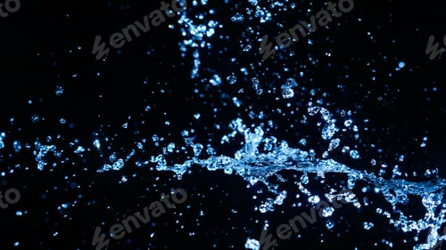Preview: Blue Water Splash On Dark Background For Abstract Water Freshness Concept