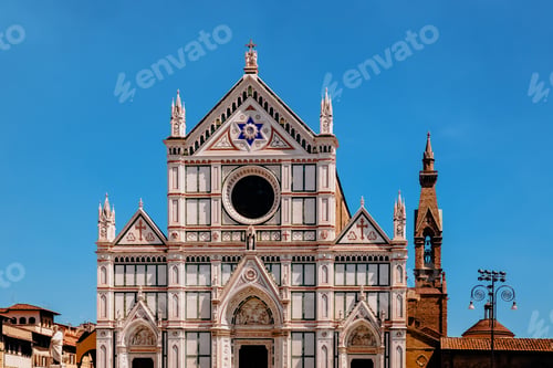 Preview: beautiful architecture of famous basilica of santa croce in florence, italy
