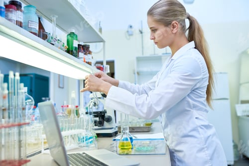 Preview: Female Scientist Working with Test Tubes