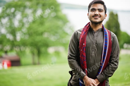 Preview: Indo pakistani man wear traditional clothes achkan or sherwani.