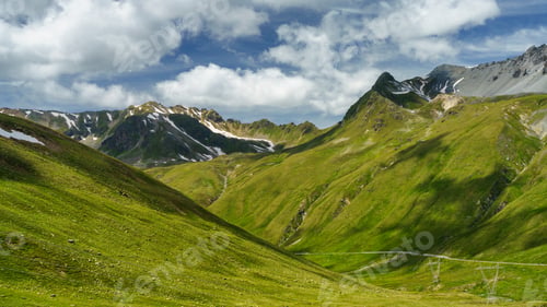 Preview: Mountain landscape along the road to Stelvio pass (Lombardy) at summer