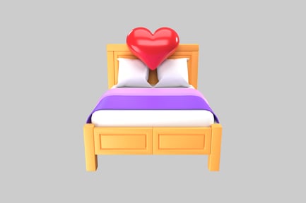 Preview: Cartoon bed with heart balloon