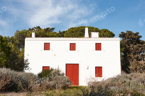 Preview: Picturesque white house facade in Costa Brava, Girona. Catalonia, Spain