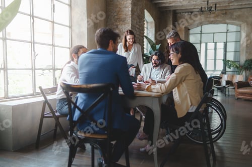 Preview: Businessman signing a document agreement on the coworking meeting room