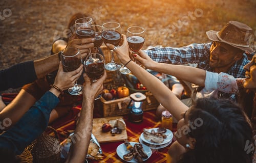 Preview: Group of friends eating in the nature
