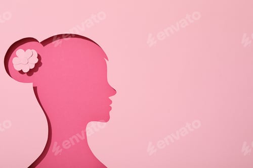 Preview: Paper female head on a light background