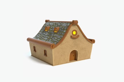 Preview: Whimsical Toon Cottage with Stone Roof