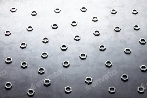 Preview: Abstract metal screw nuts background