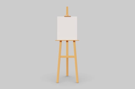 White canvas on easel