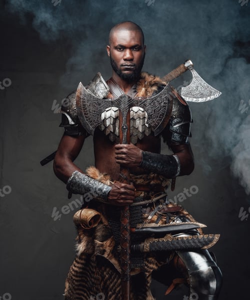 Preview: Strong and fearless barbarian from the past wielding a huge axe