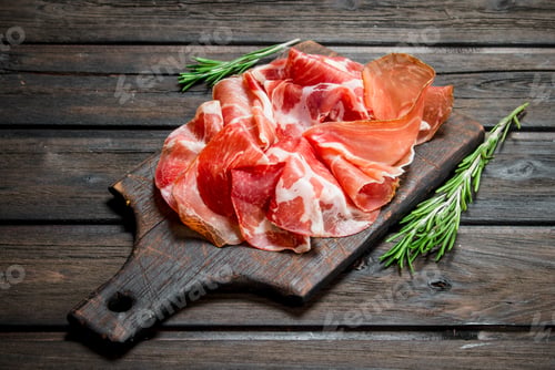 Preview: Spanish ham on the chopping Board.