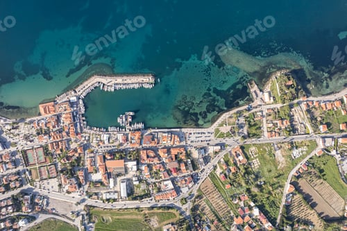 Preview: Aerial drone view of Urla district of Izmir, Turkey's third largest city. Iskele - Urla - Turkey