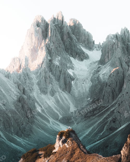 Preview: Vertical shot of Cadini di Misurina. Group of mountains in the eastern Dolomites. Belluno, Italy.