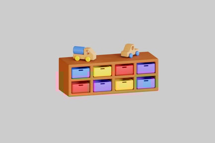 Aperçu: Meuble de rangement coloré avec jouets