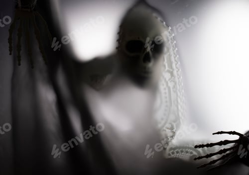 Preview: Shadow blur of horror skeleton. Halloween background.