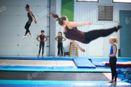 Preview: Young gymnasts practising moves