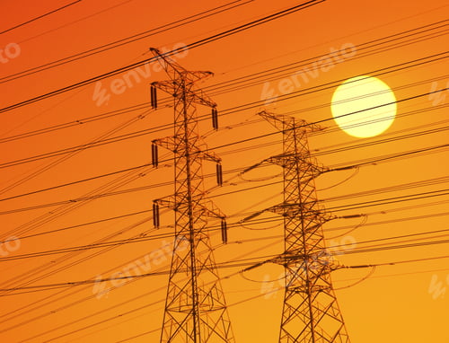 Preview: Electric Pillar Over Sky In Sunset