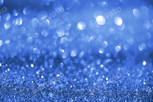 Preview: Holiday abstract texture. Christmas card with copy space. Сlassic blue background bokeh, defocused