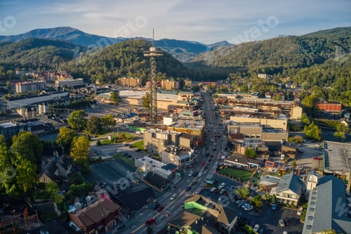 Preview: Aerial View of Gatlinburg, Tennessee in the Morning
