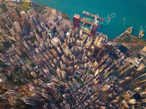 Preview: Hong Kong Downtown, China. Financial district in city in Asia. Skyscraper buildings