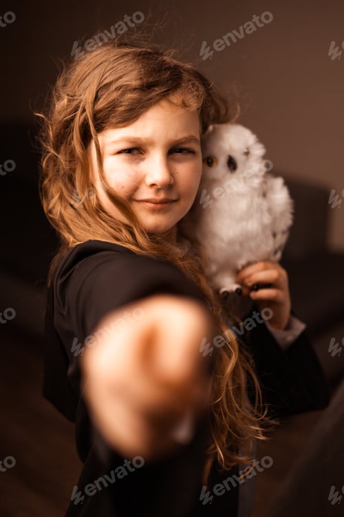 Preview: teenage girl in harry potter costume. carnival, halloween, costume party, magic, wizard