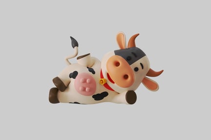 Preview: Resting cartoon cow figure