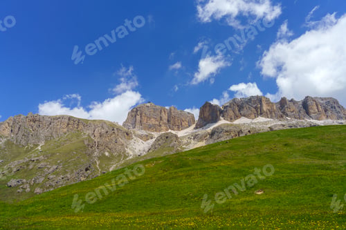 Preview: Mountain landscape along the road to Pordoi pass, Dolomites