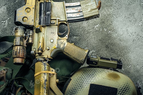 Preview: Modern weapon series. US Army assault rifle, close up
