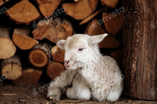 Preview: Small newborn lamb.