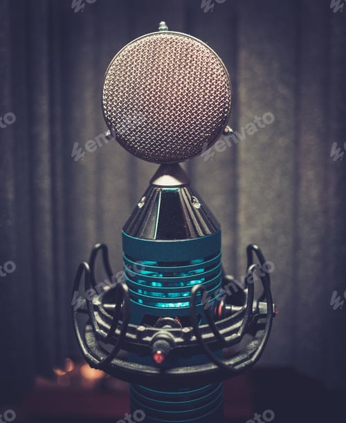 Preview: Extra high definition microphone at boutique recording studio.